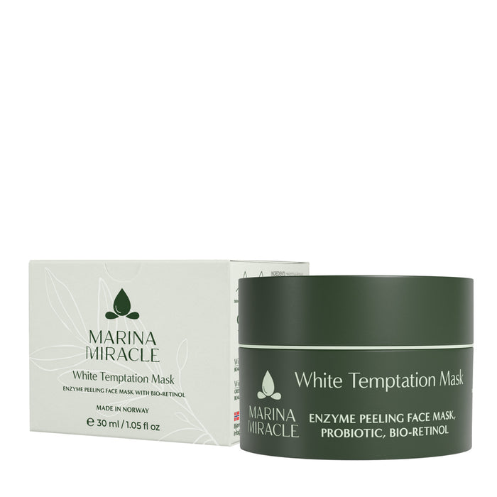 White Temptation Mask en en naturlig og økologisk leirmaske som gir en god enzym peeling og mekanisk peeling