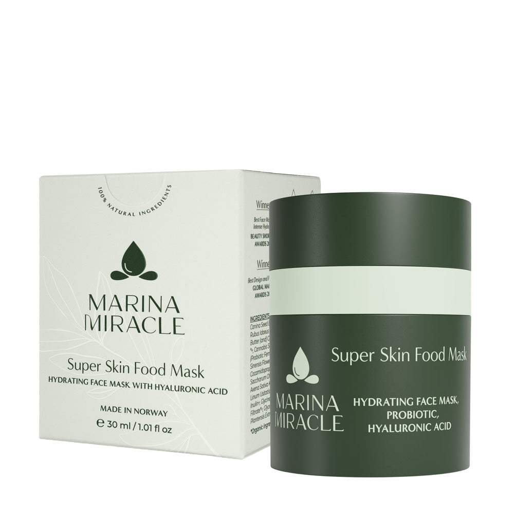 Ansiktsmaske Super Skin Food Mask er en effektiv fuktmaske som brukes av hudpleiere i mange land